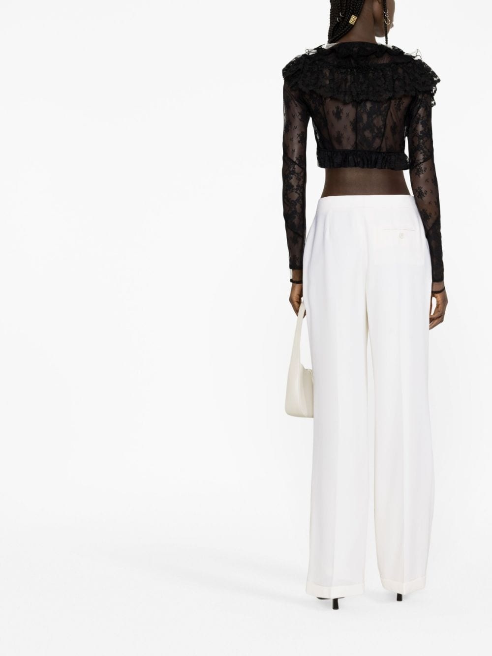 wide-leg wool trousers - 4