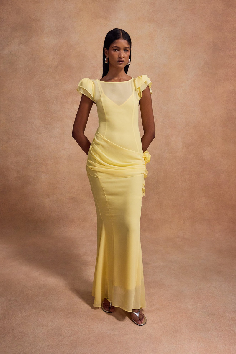FLORENTINE MAXI DRESS IN SHERBET YELLOW CHIFFON 1