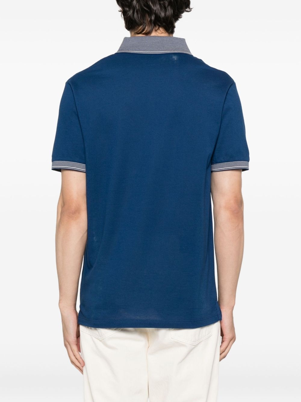 eagle-logo striped-collar polo shirt - 3