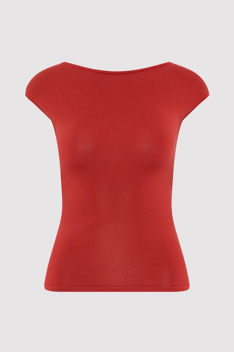 Sculpted Ballet Knit Top - Rosso - 1