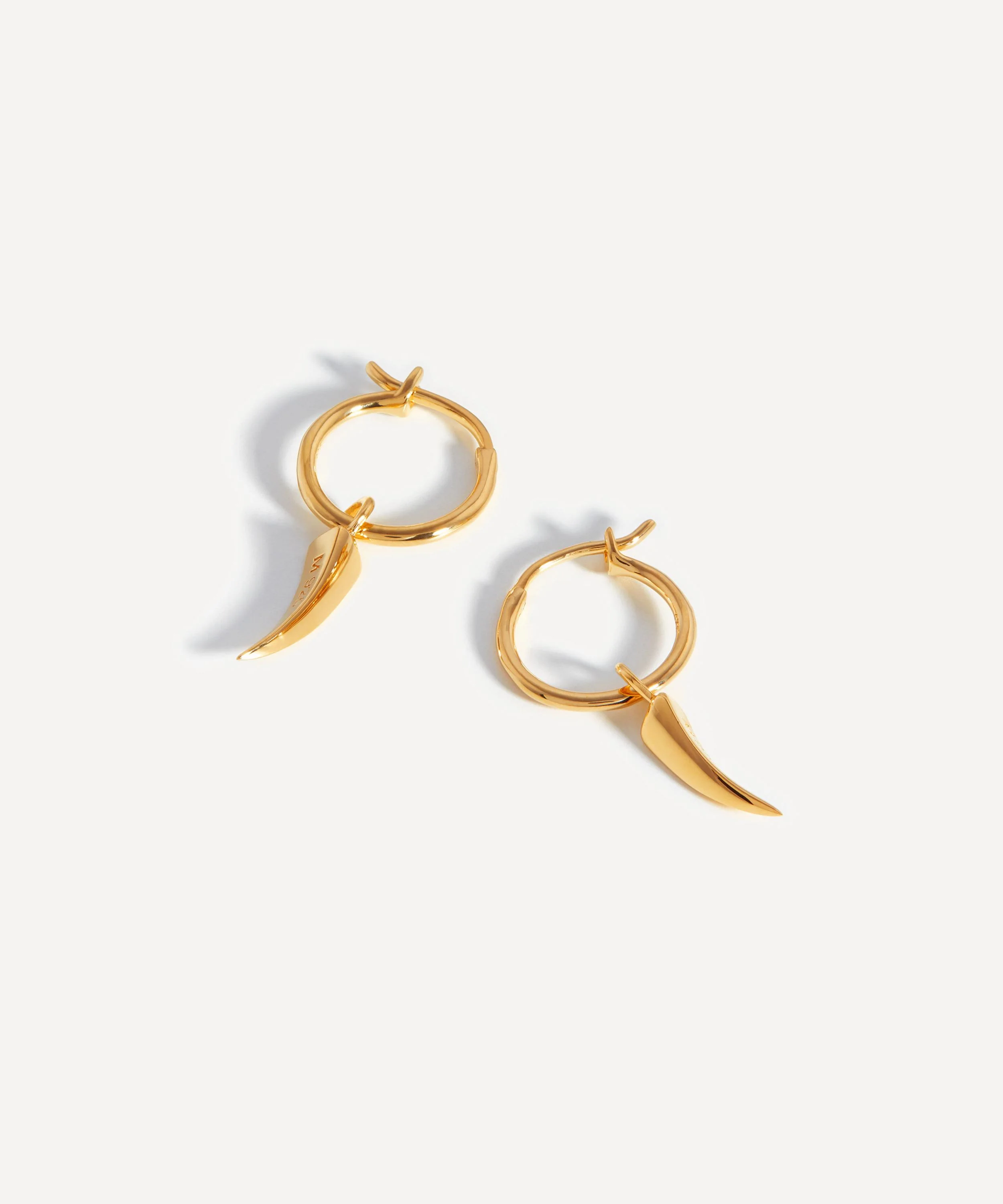 18ct Gold-Plated Vermeil Silver Mini Claw Charm Hoop Earrings - 1
