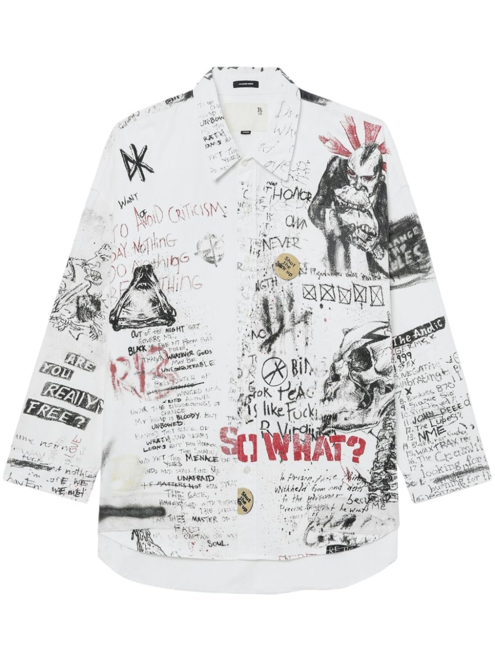 sketch-print cotton shirt - 1