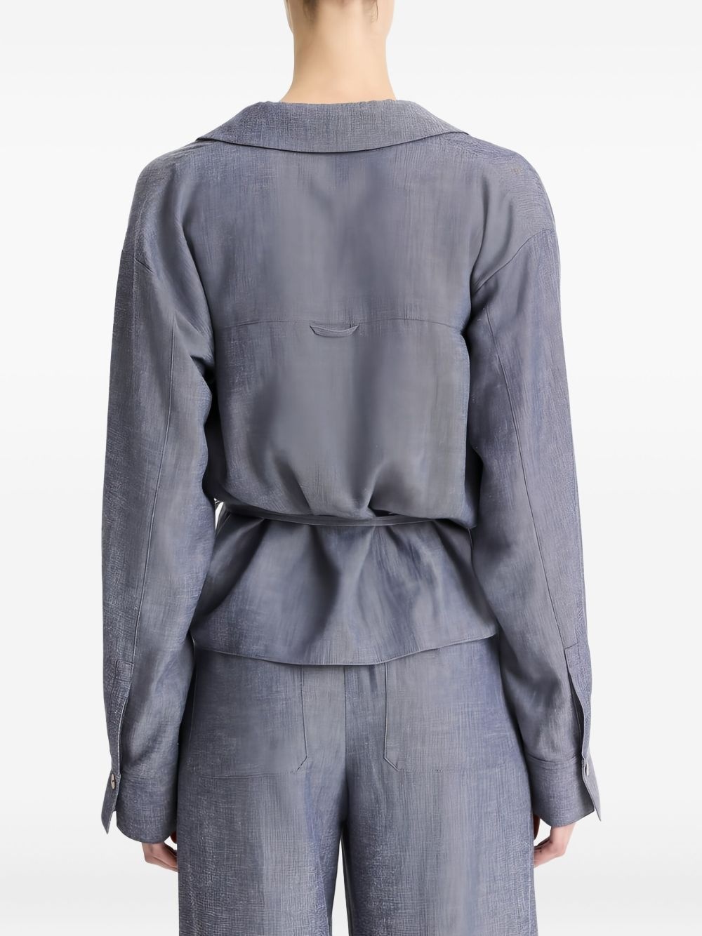 wrap-effect collared top - 4