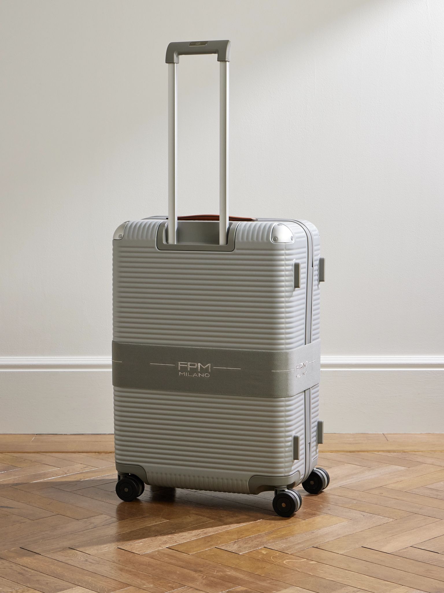 Bank Zip Deluxe 68cm Leather-Trimmed Polycarbonate Spinner Suitcase Gray - 4
