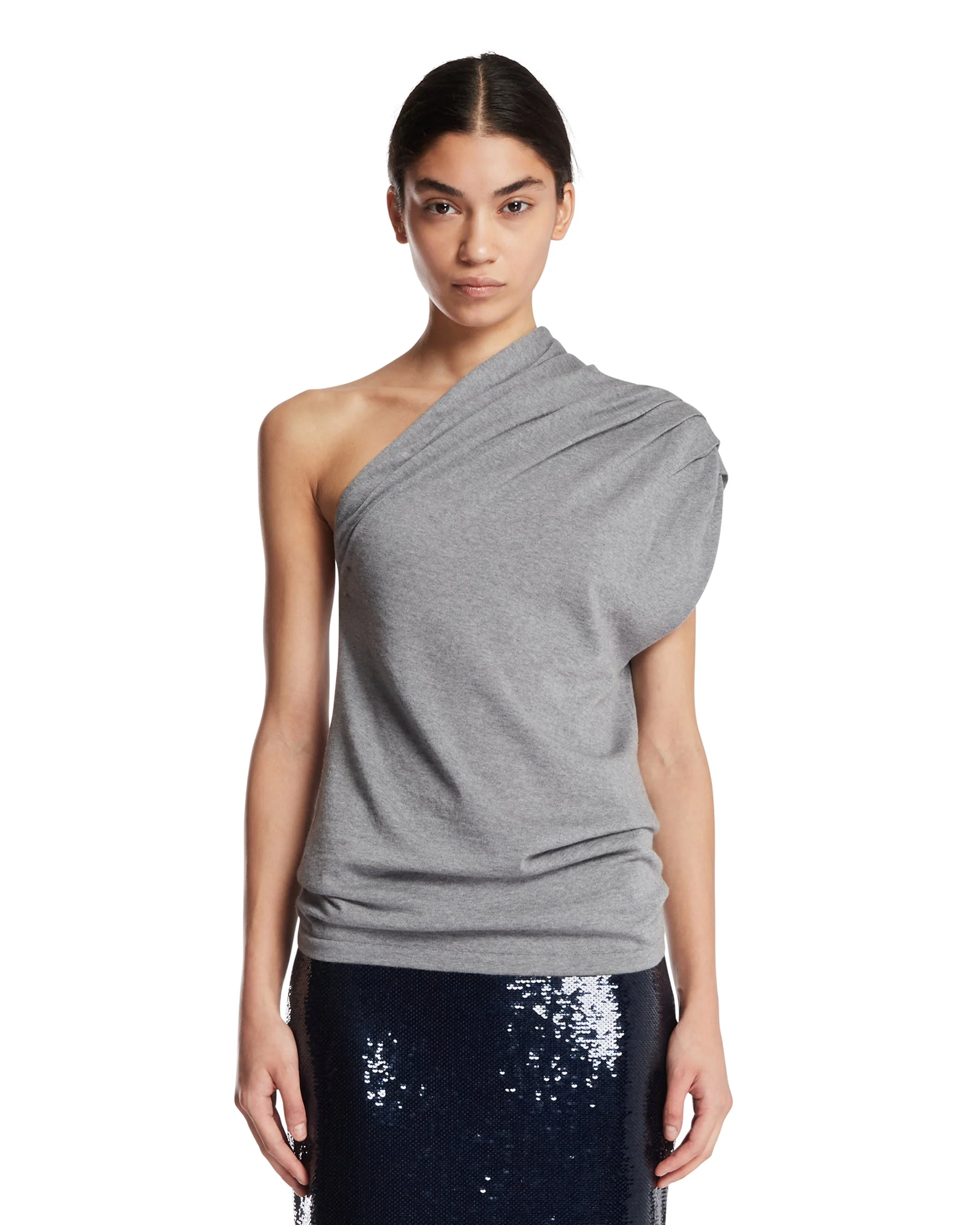 Gray One-Shoulder Top - 1