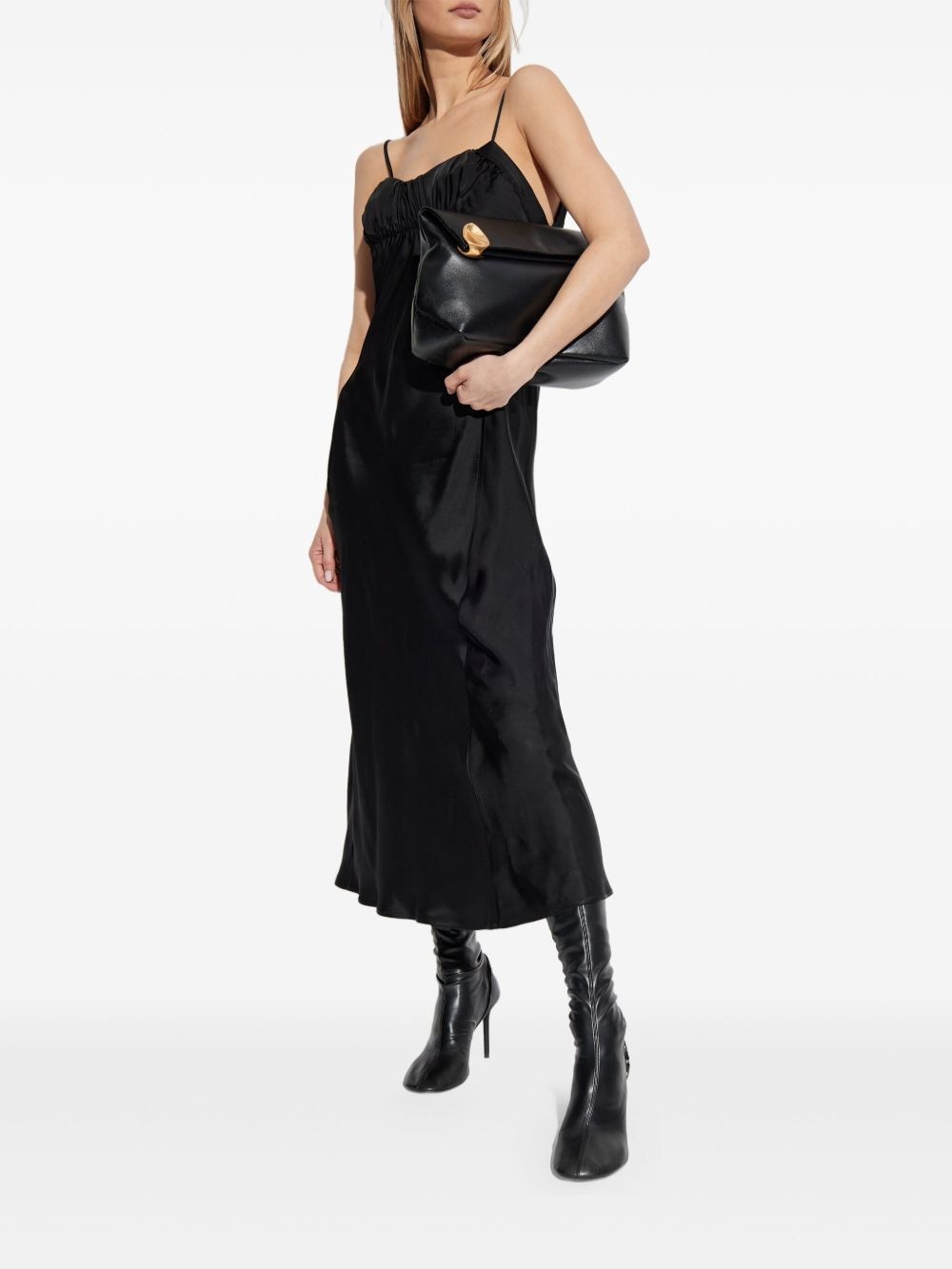 gathered-bustier midi dress - 2
