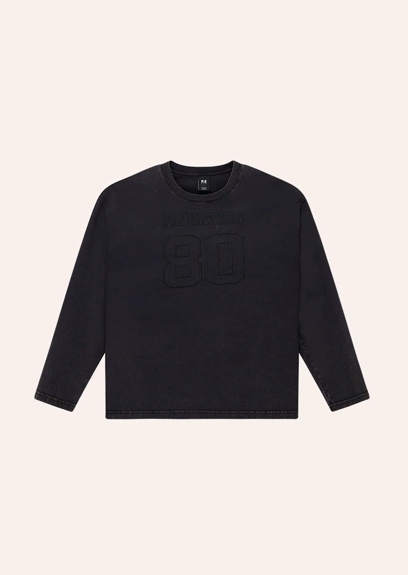 OVERSIZED LONG SLEEVE TEE IN WASHED BLACK - 1