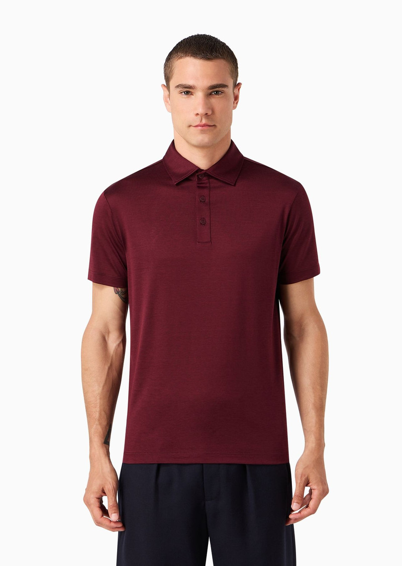 GIORGIO ARMANI Silk and cotton-mélange jersey polo shirt outlook