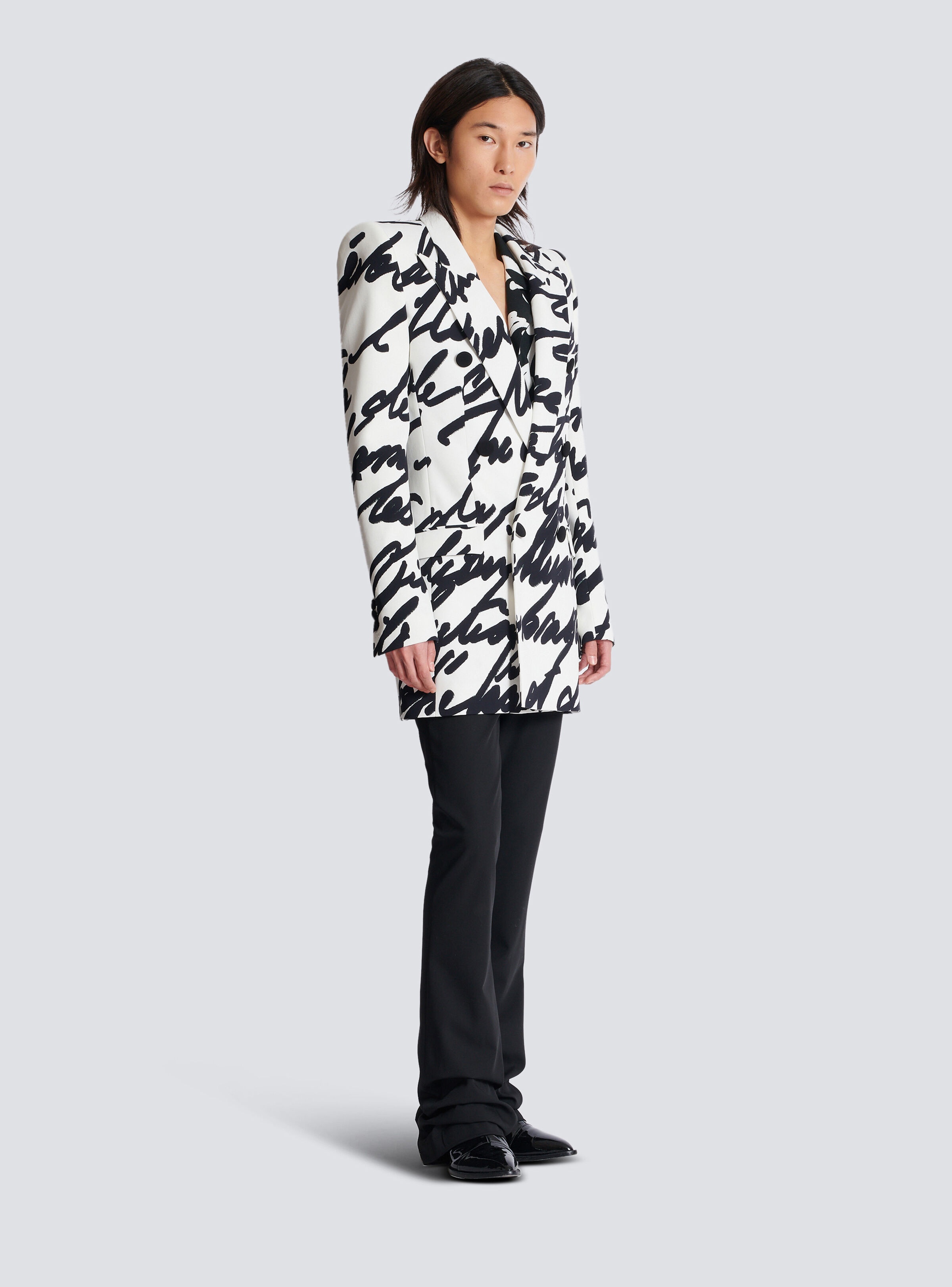 Crepe jacket with "Love Letter" print - 3