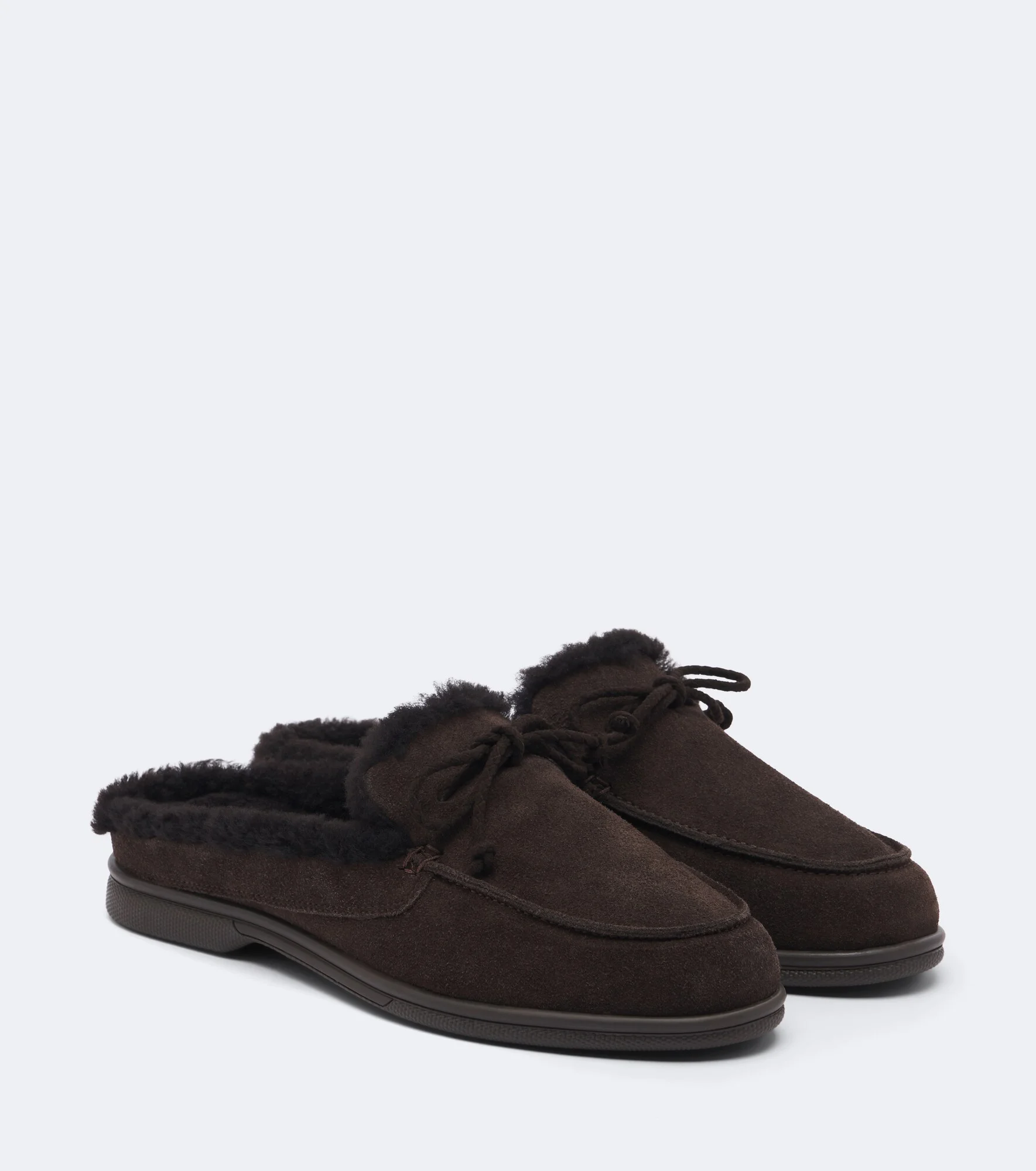 Shearling-lined suede mules - 1