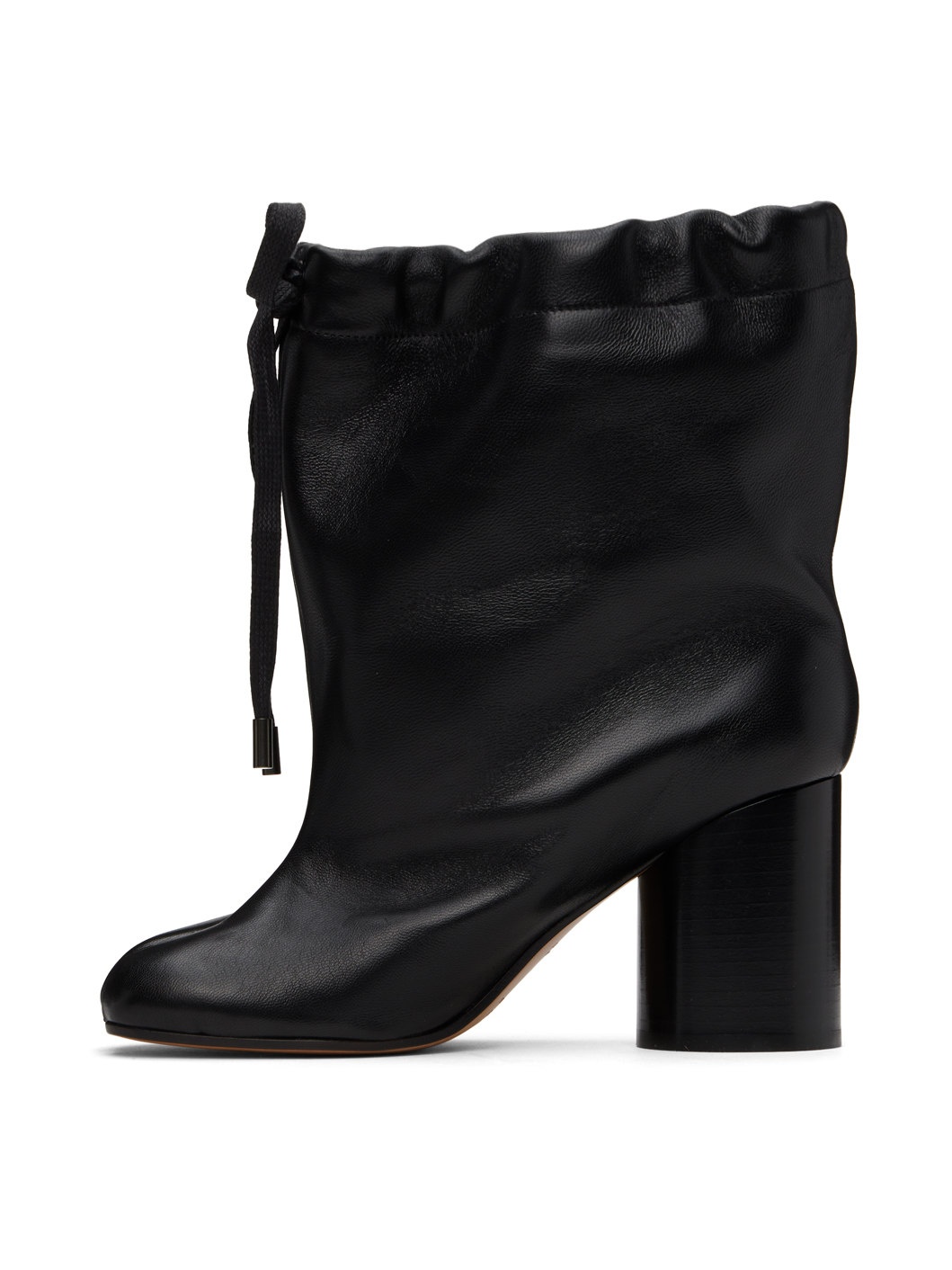 Black Tabi Drawstring Ankle Boots - 3