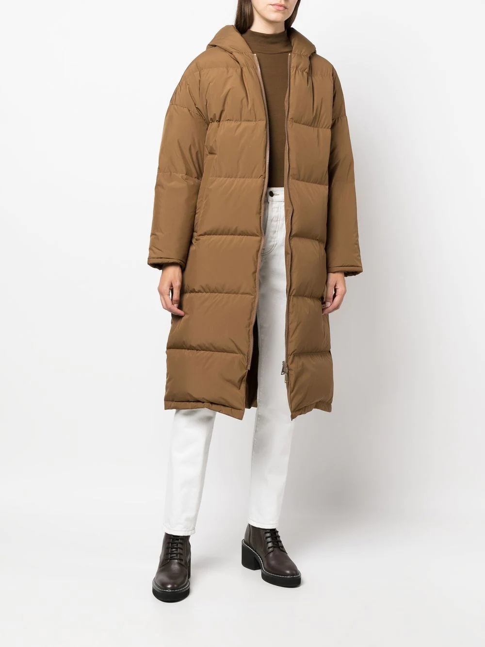 zipped hooded coat - 2