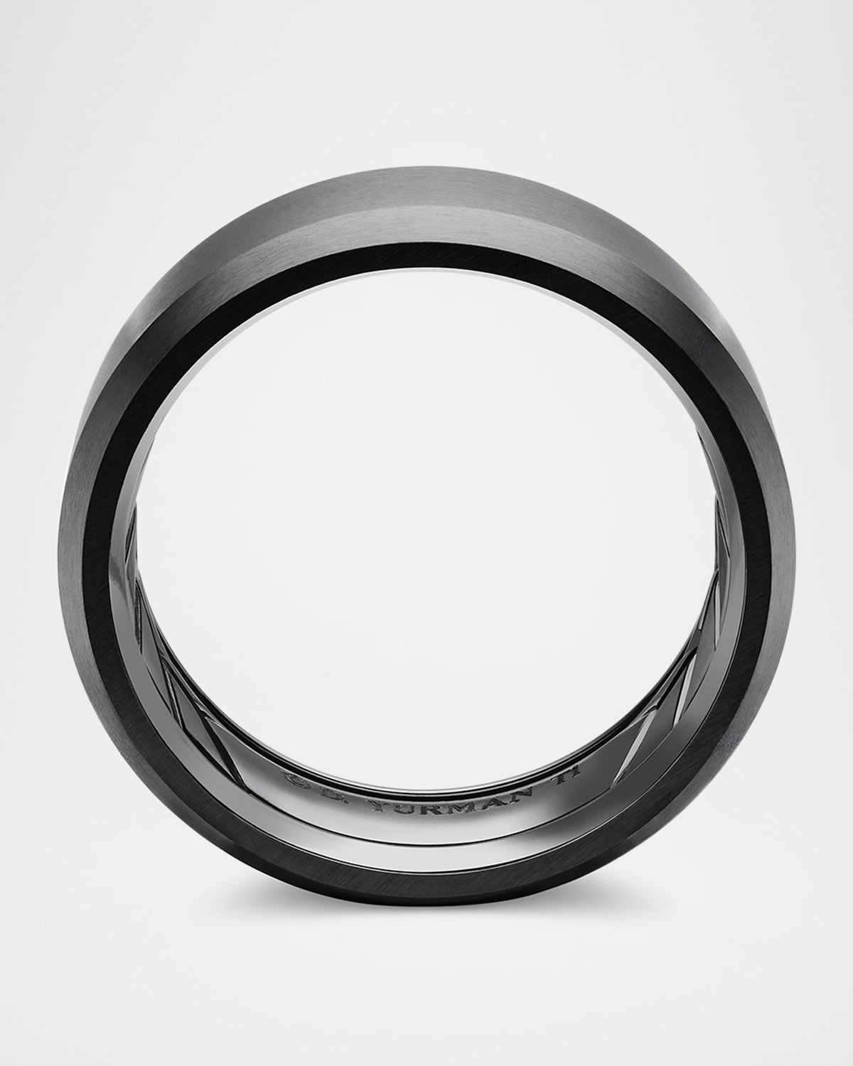 Men's Streamline Beveled Band Ring in Black Titanium, 8.5mm - 7