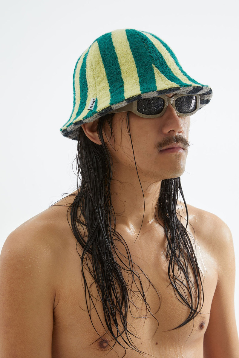 GREY & BLACK STRIPED COTTON HAT 1