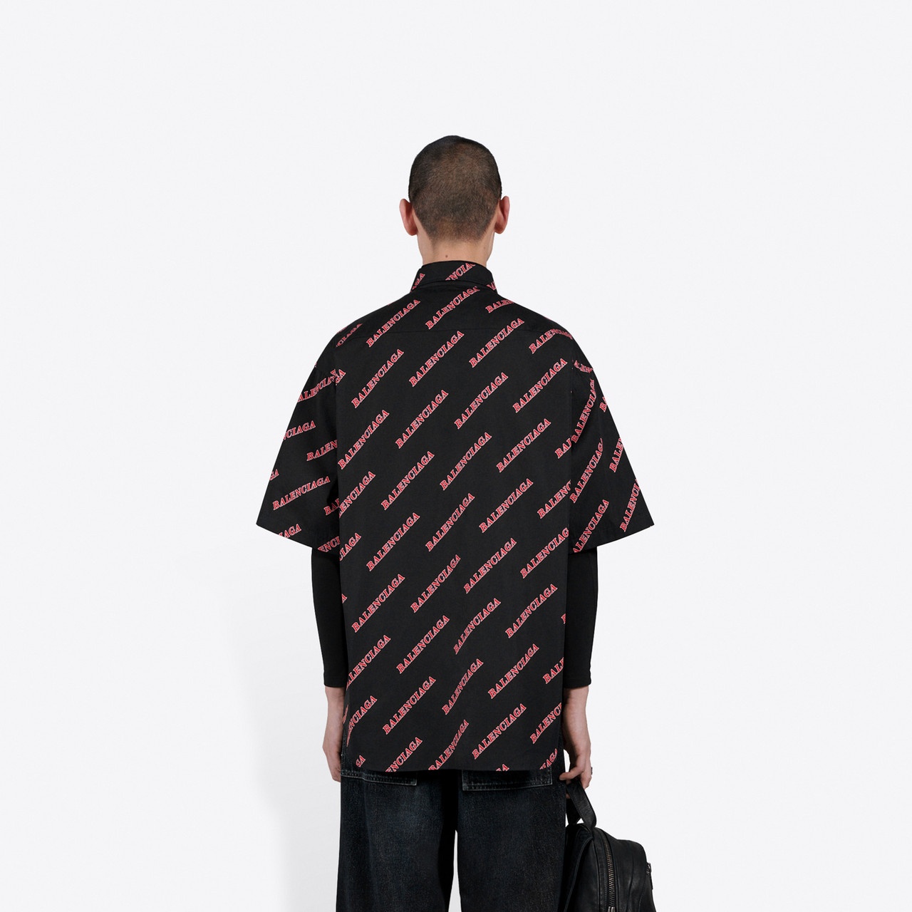 Allover Sporty Logo Zipped Short Sleeve Shirt - 5