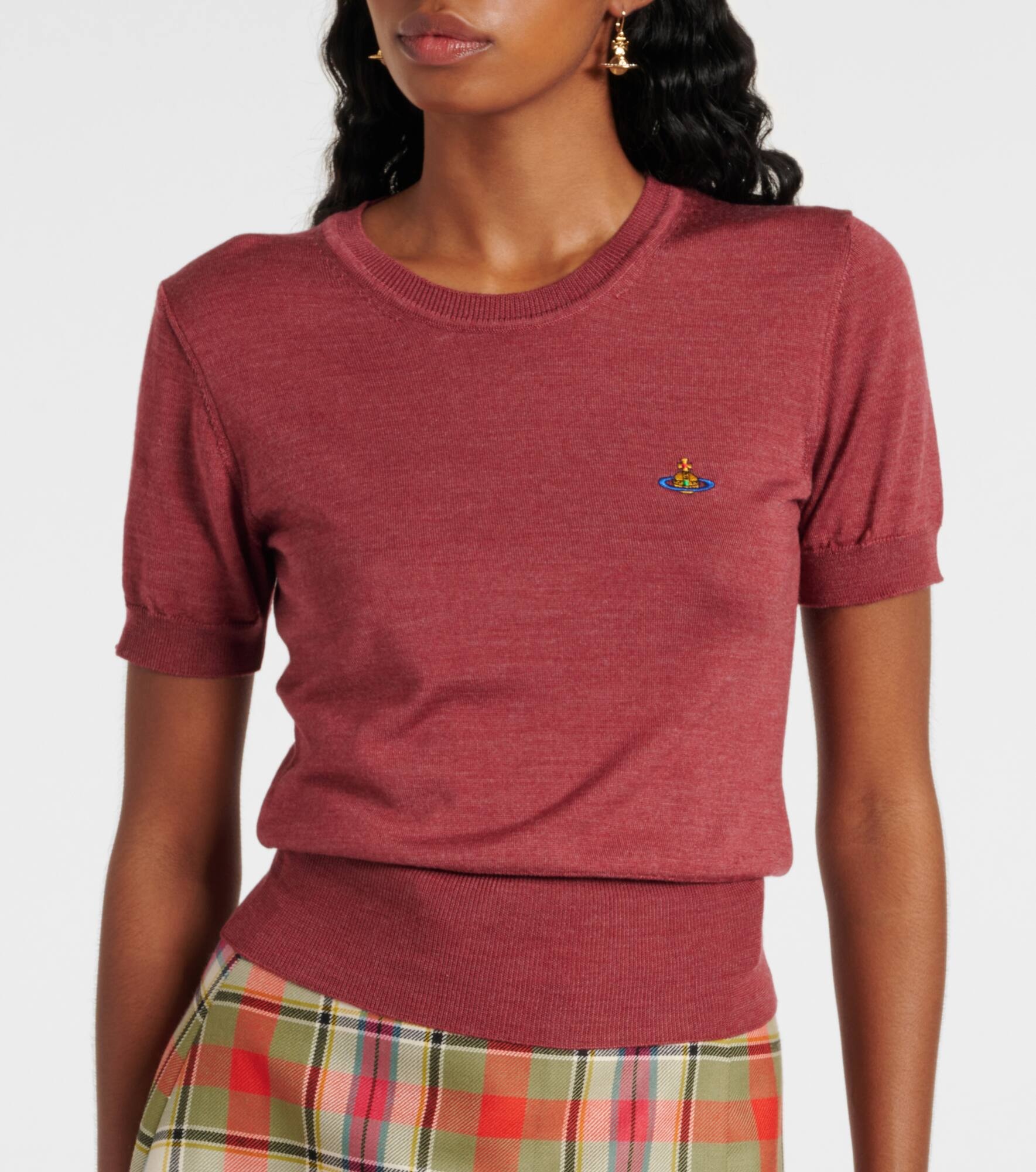Bea logo wool and silk top - 5