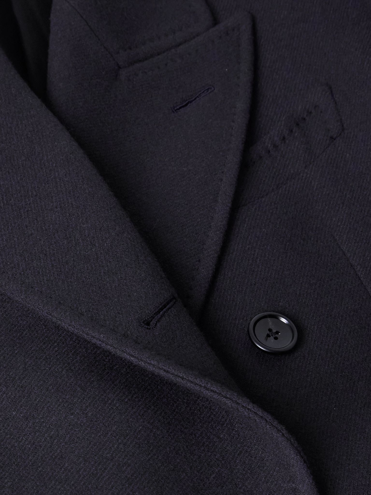 Double-Breasted Wool Overcoat Navy - 5