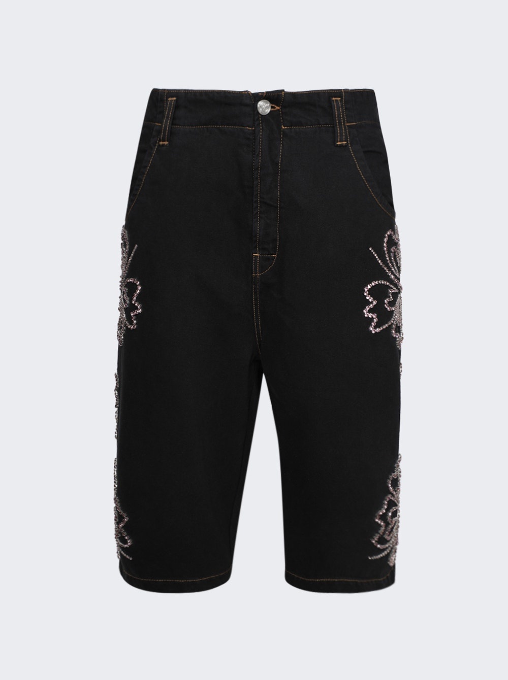 Embroidered Baggy Shorts Black - 1