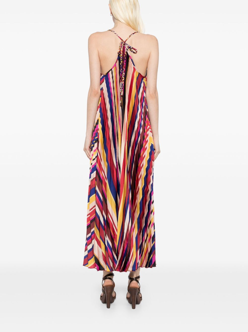 diagonal-stripes pleated midi dress - 4