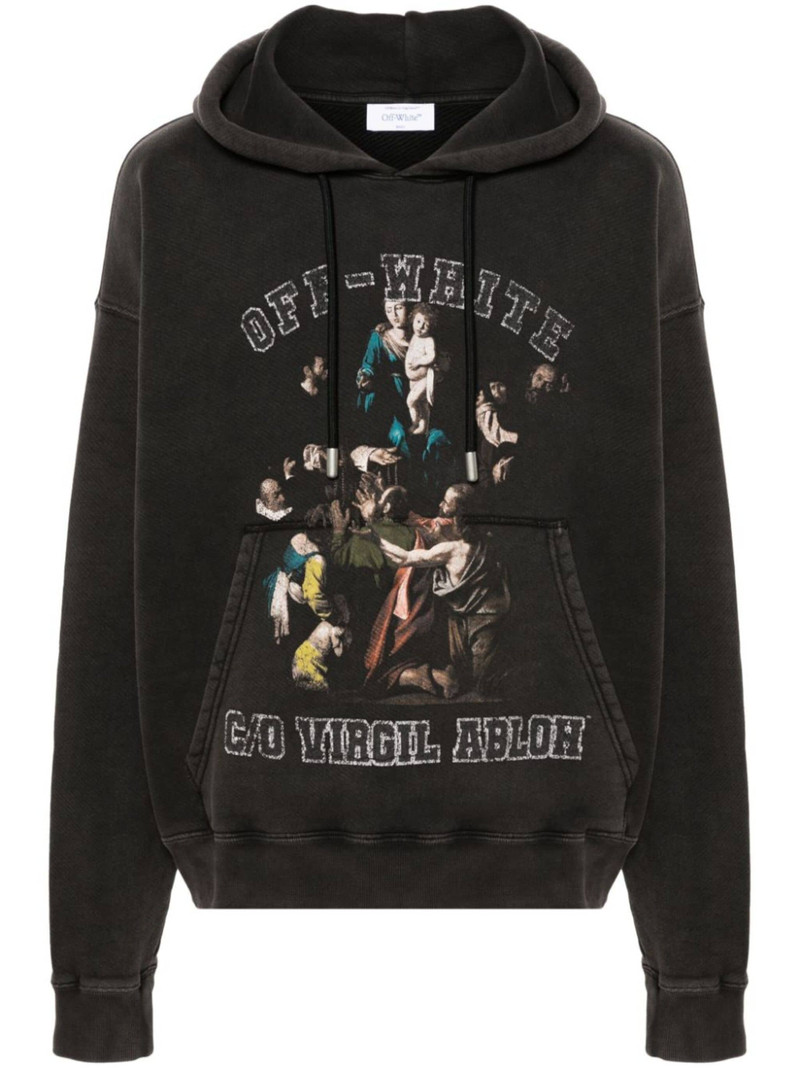 graphic-print cotton hoodie - 1