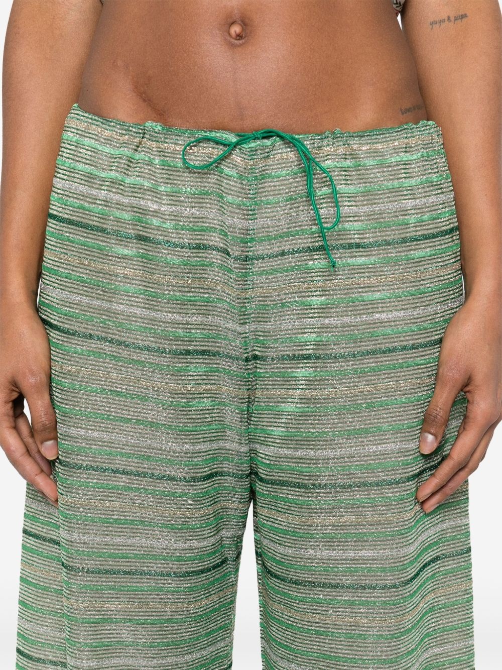 shiny stripes trousers - 5