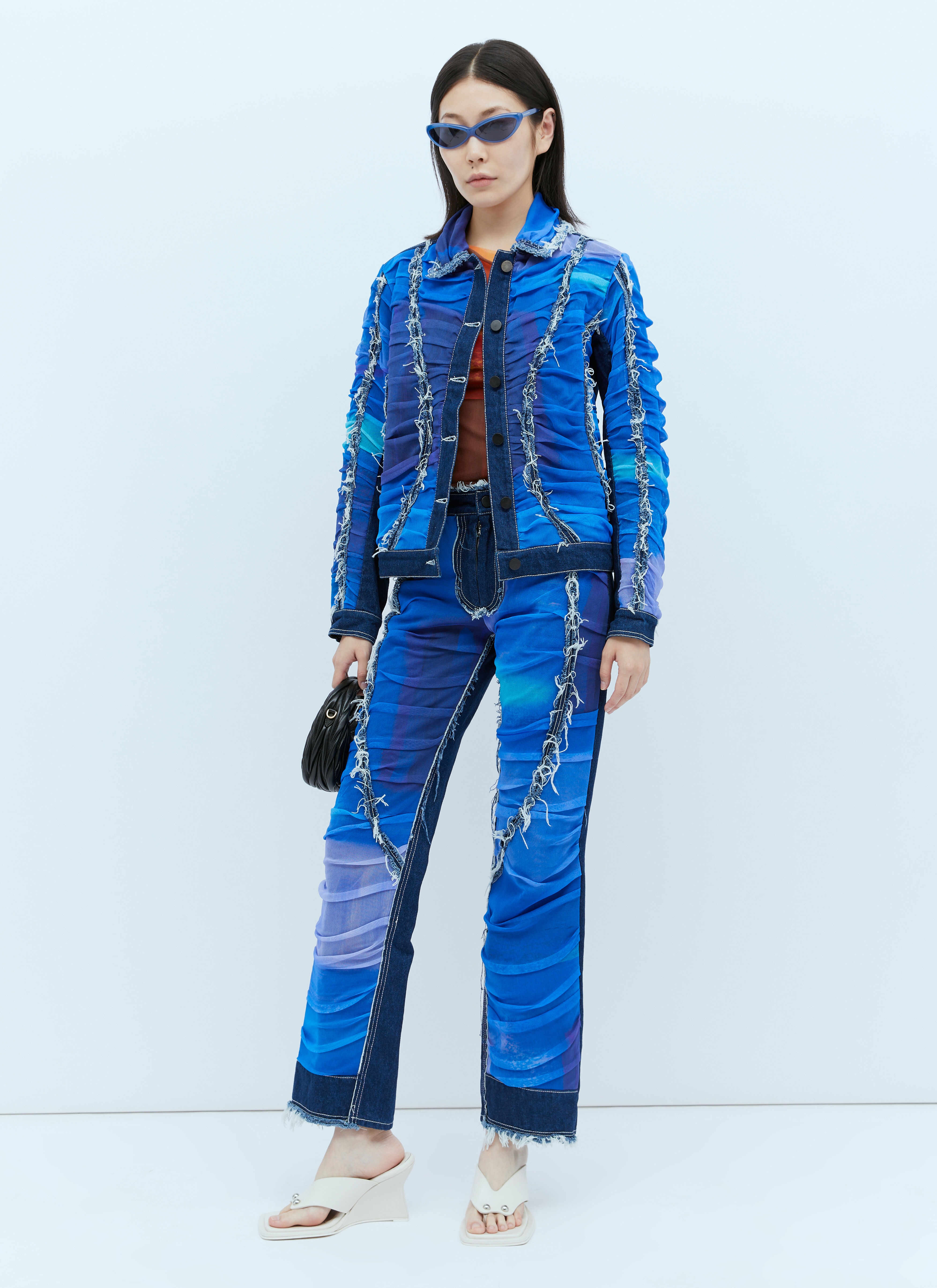Mesh Construction Denim Jeans - 2