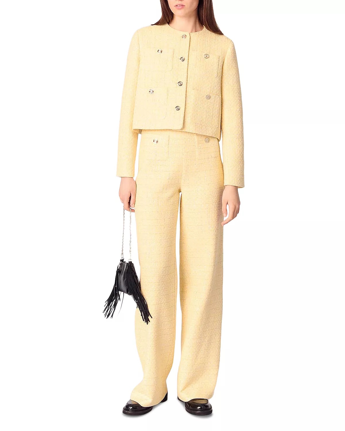 Metallic Tweed Straight Leg Trousers - 2