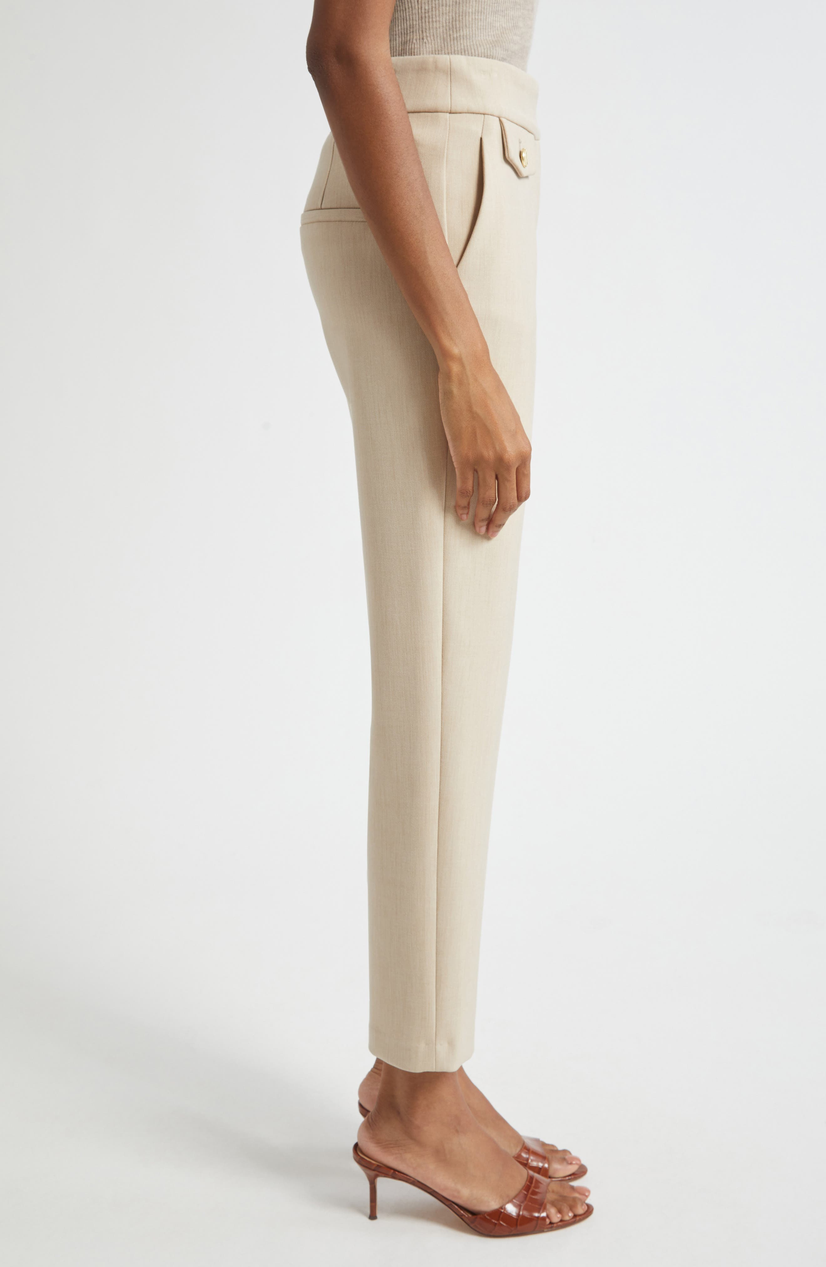 Veronica Beard Renzo Crop Trousers in Heathered Sand at Nordstrom - 4