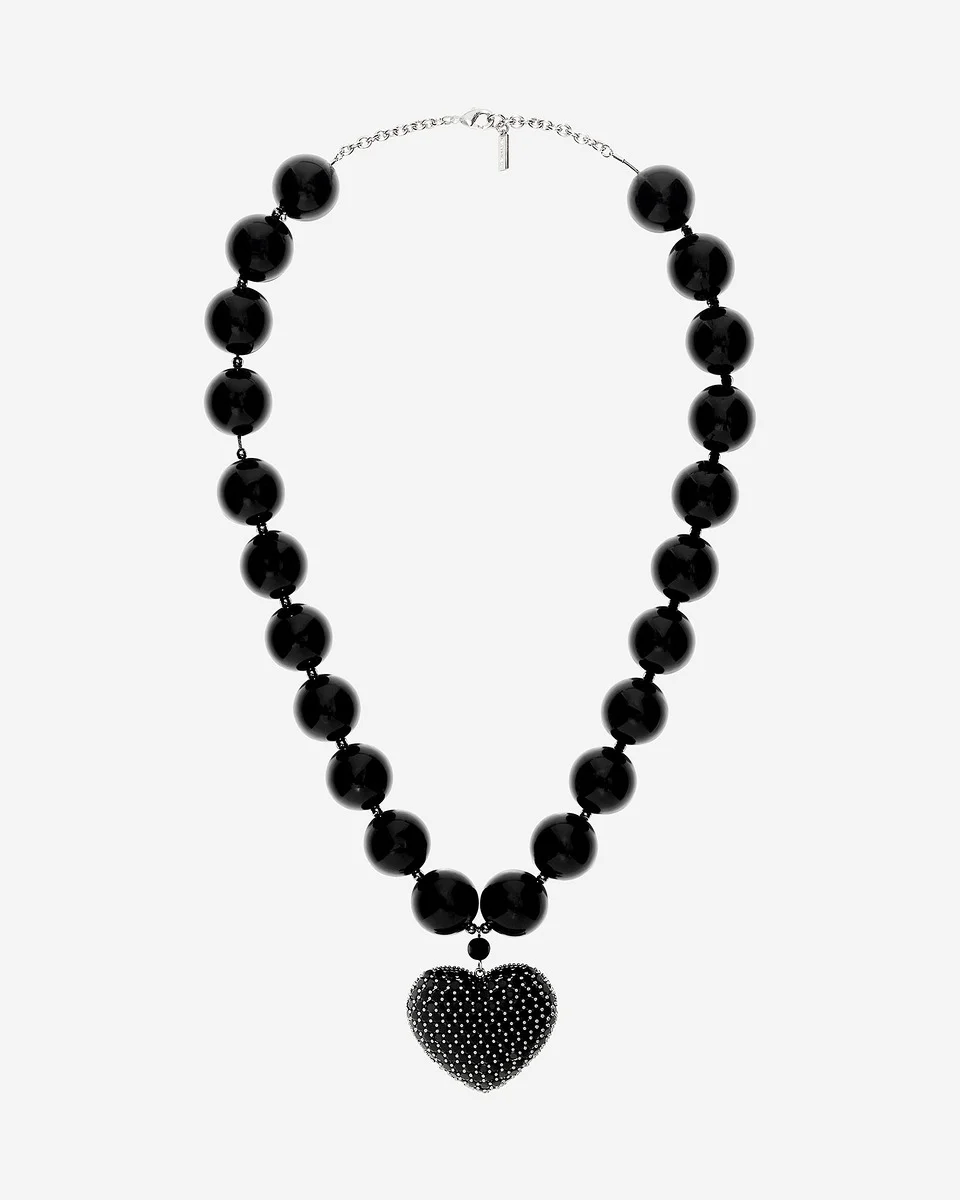 BLACK PEARL HEART PENDANT NECKLACE - 1