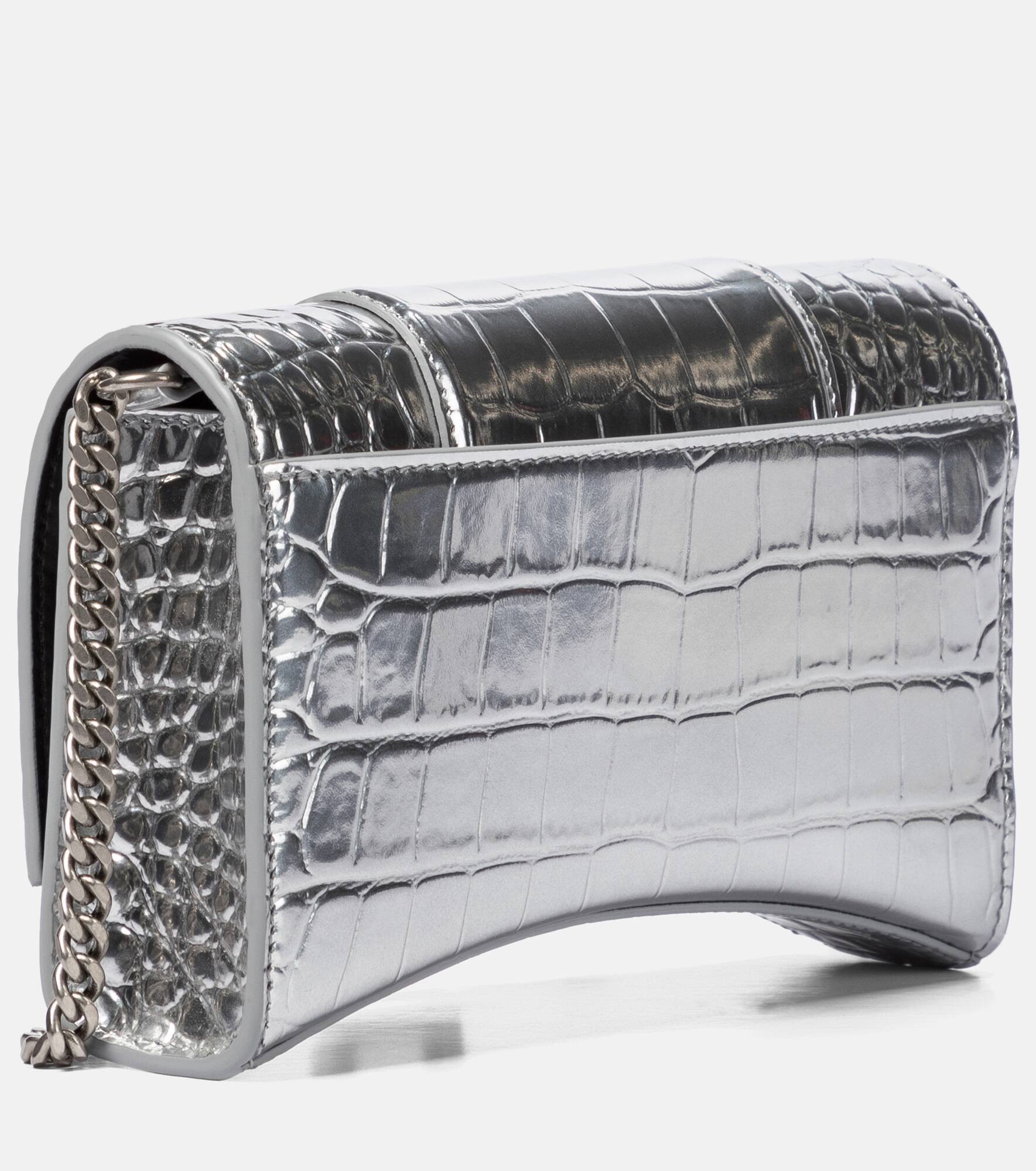 Hourglass croc-effect leather wallet on chain - 4