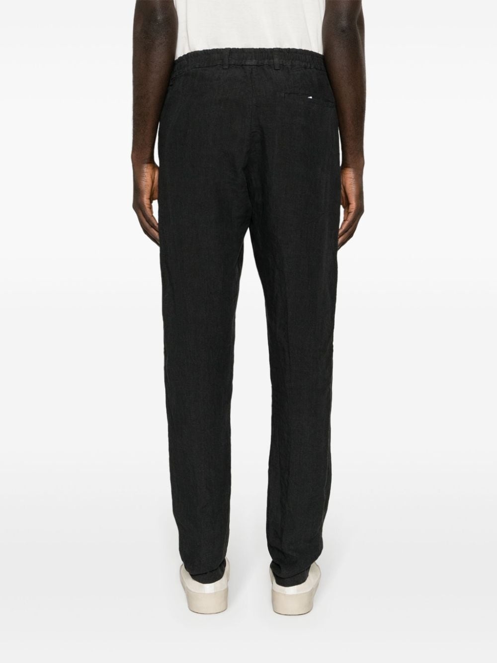 mid-rise tapered linen trousers - 4