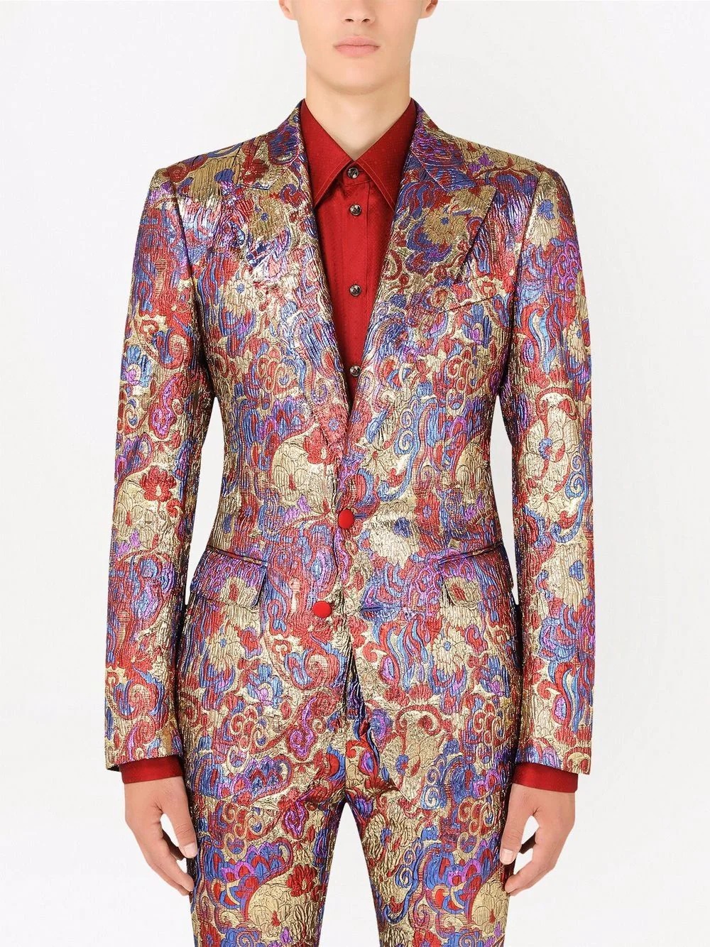 patterned jacquard single-breasted blazer - 3