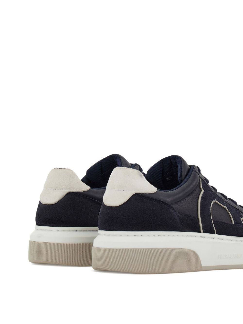 leather suede-detail sneakers - 5