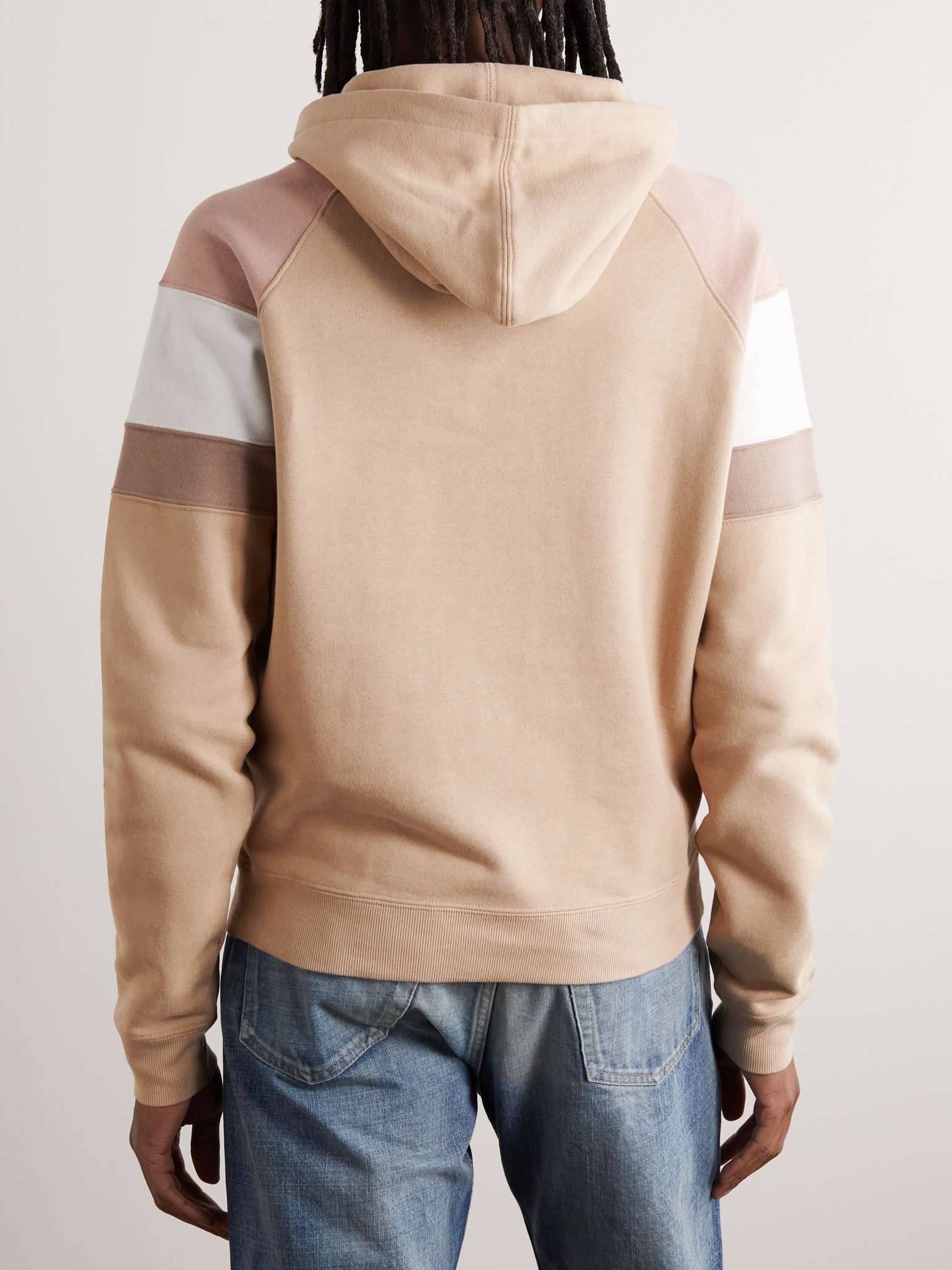 Colour-Block Logo-Embroidered Cotton-Jersey Hoodie - 3