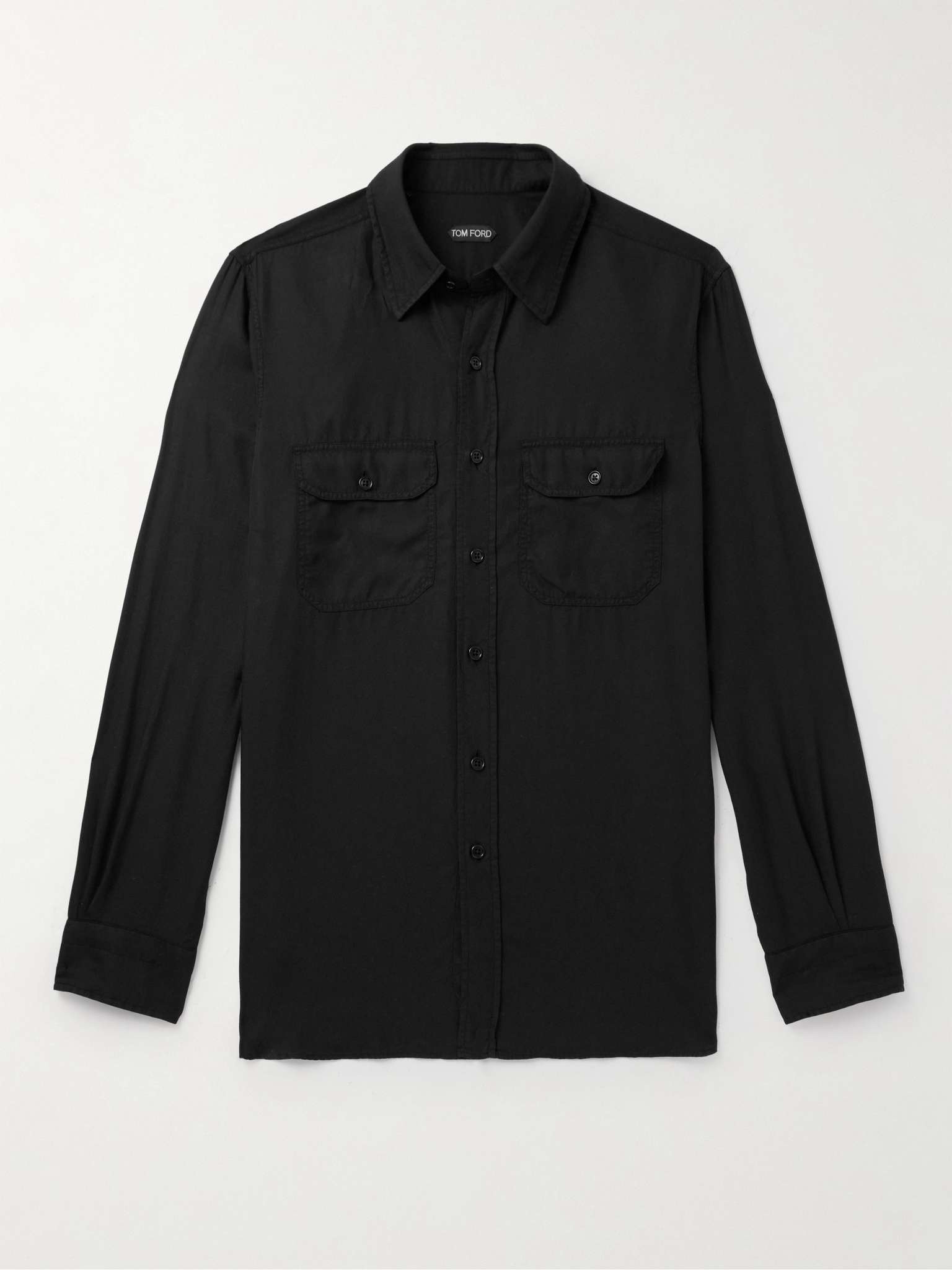 Cutaway-Collar Twill Shirt - 1