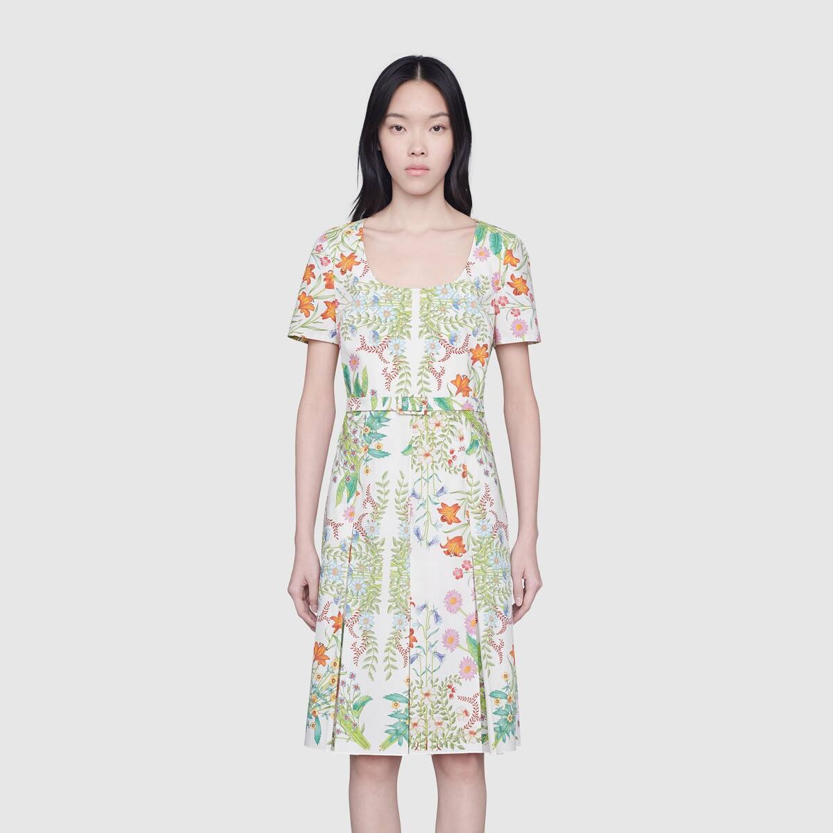 New Flora print cotton midi dress - 3