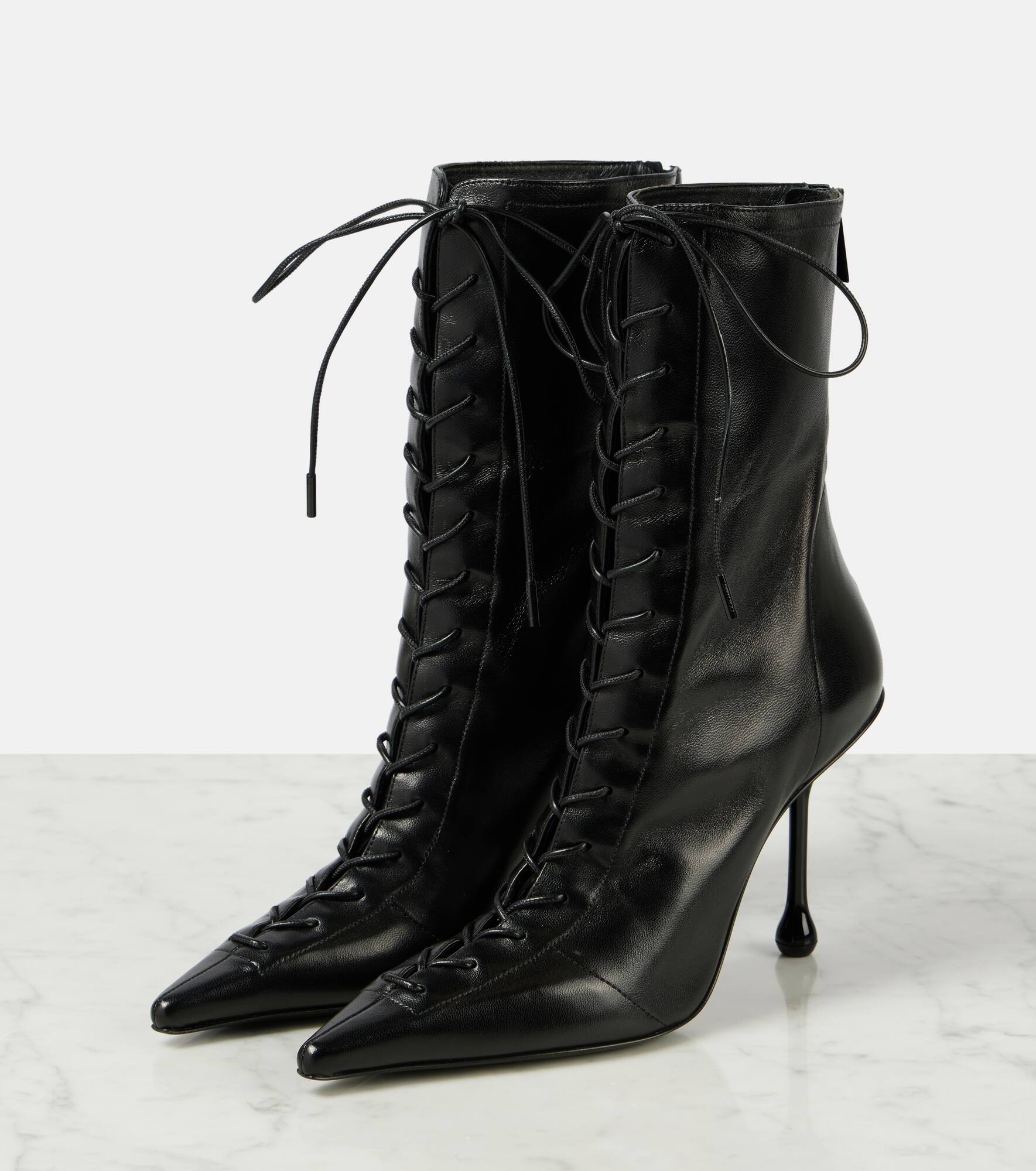 Scarlett 95 leather lace-up boots - 4