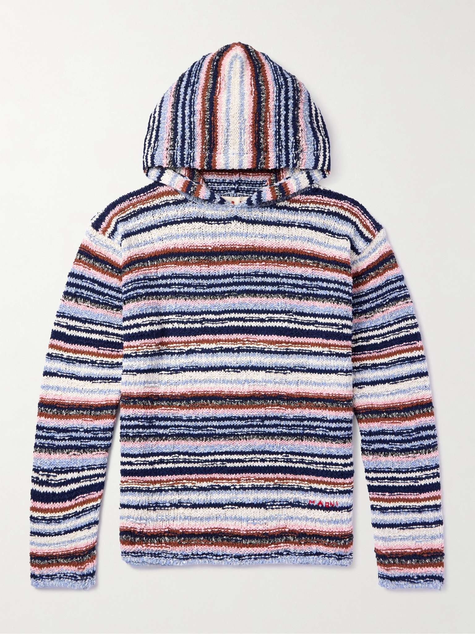 Striped Crocheted Cotton Hoodie - 1