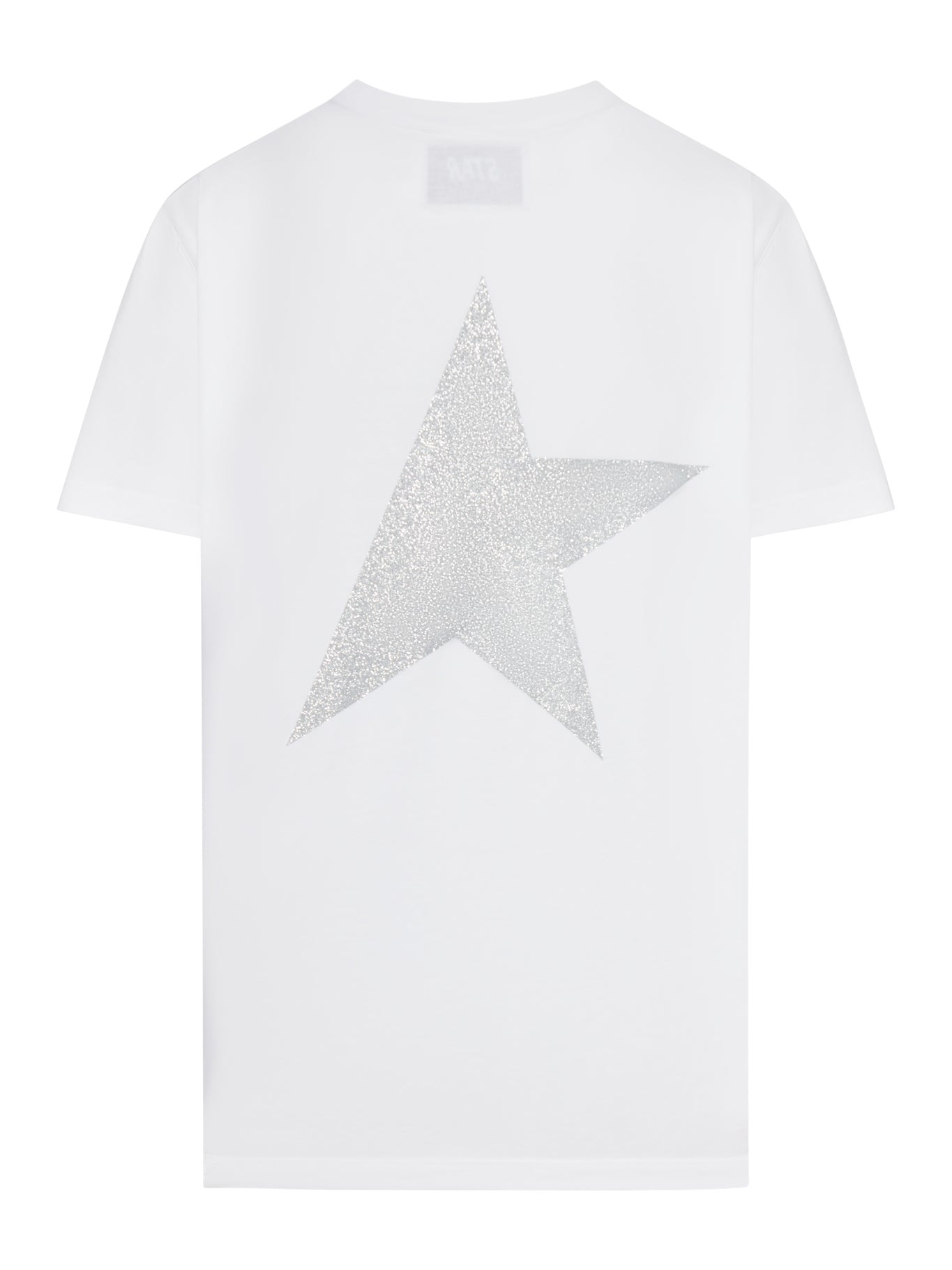 WHITE T-SHIRT WITH SILVER GLITTER LOGO AND STAR - 2