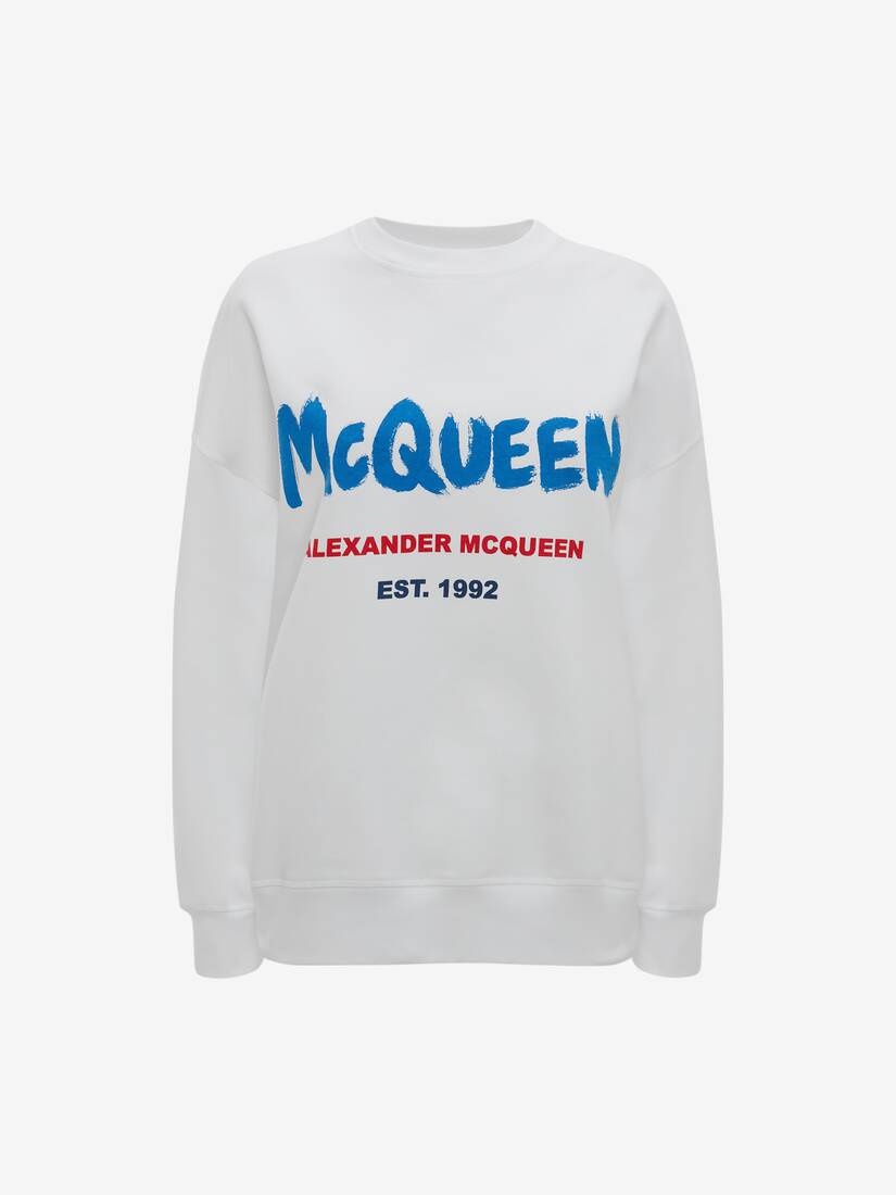 Mcqueen Graffiti Sweatshirt in White/multicolour - 1