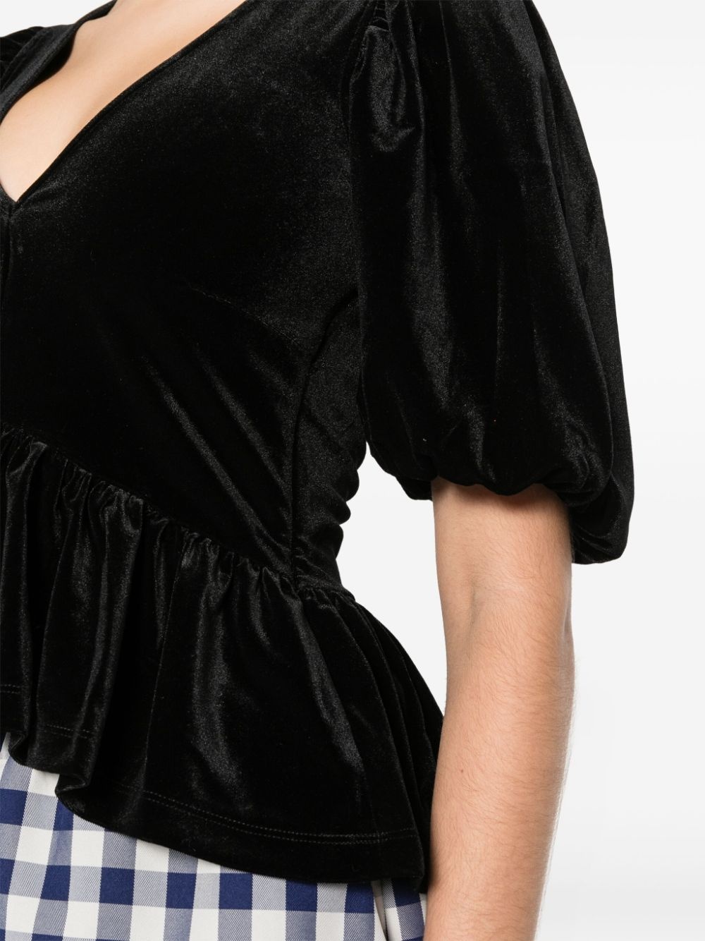 V-neck velvet blouse - 5