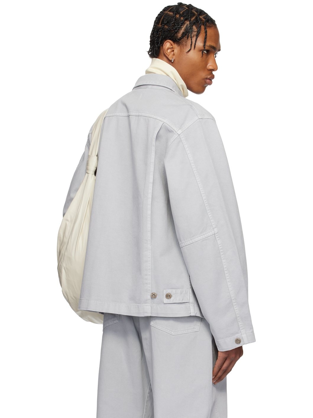 Gray Boxy Denim Jacket - 3