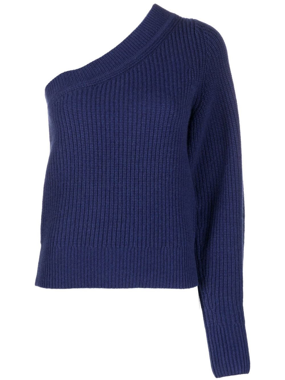 one-shoulder ribbed-knit jumper - 1