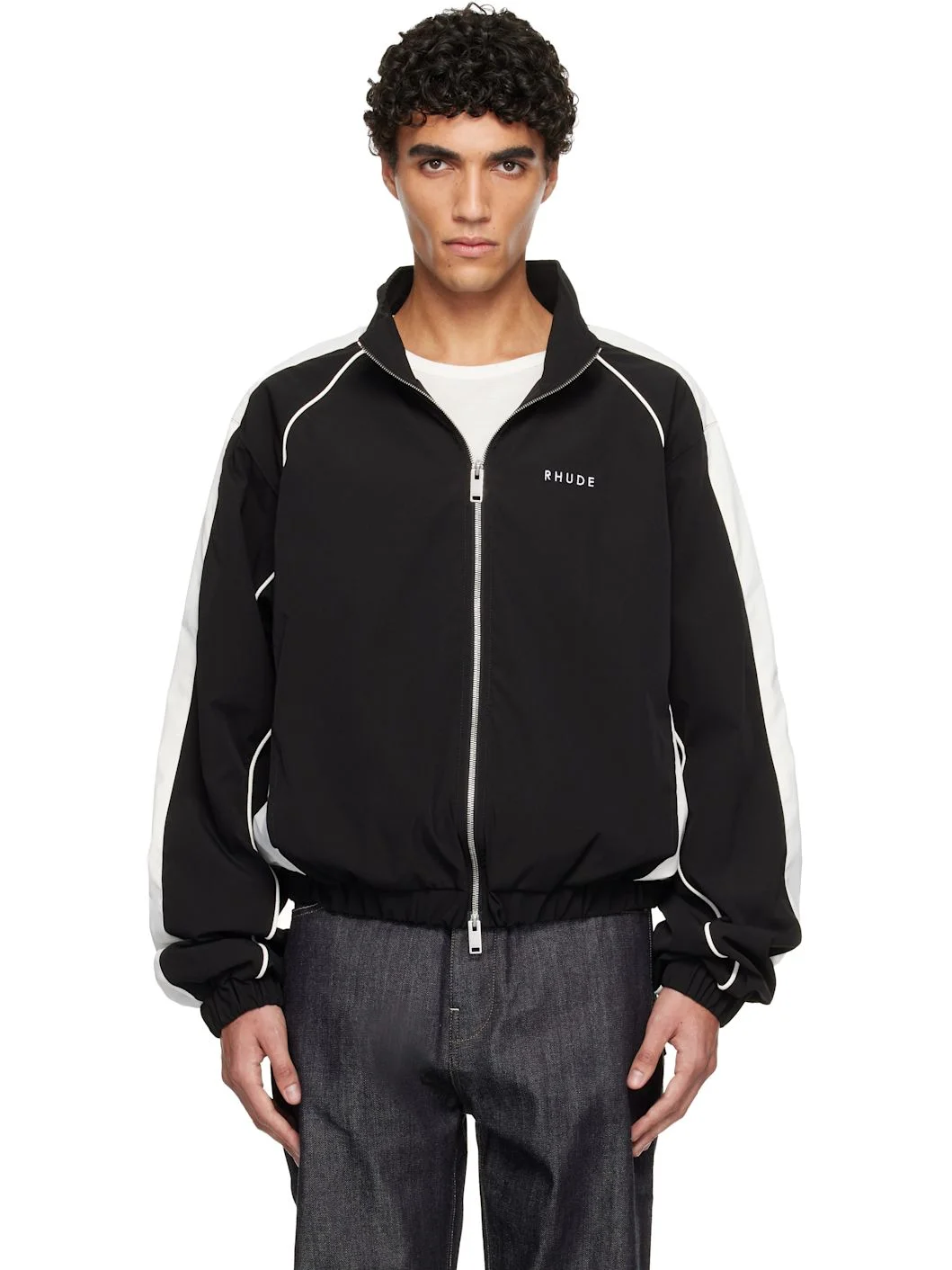 Black Ramona Piping Track Jacket - 1