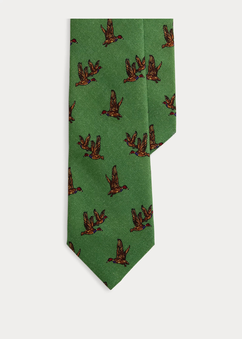 Duck-Print Wool Challis Tie 1