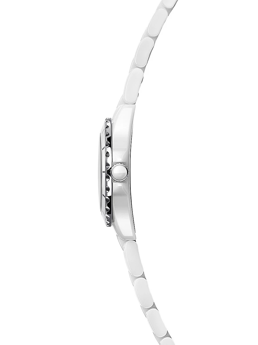 H2570 J12 29mm mother-of-pearl and Diamond Dial high-tech ceramic, steel and 0.04ct diamond quartz w - 2