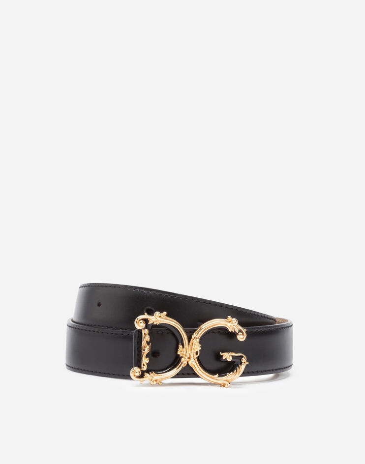 Leather belt with D&G baroque logo