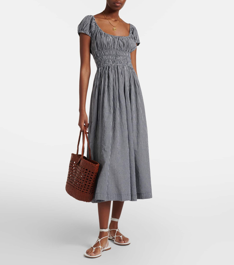 DÔEN Quinley gathered gingham cotton midi dress outlook