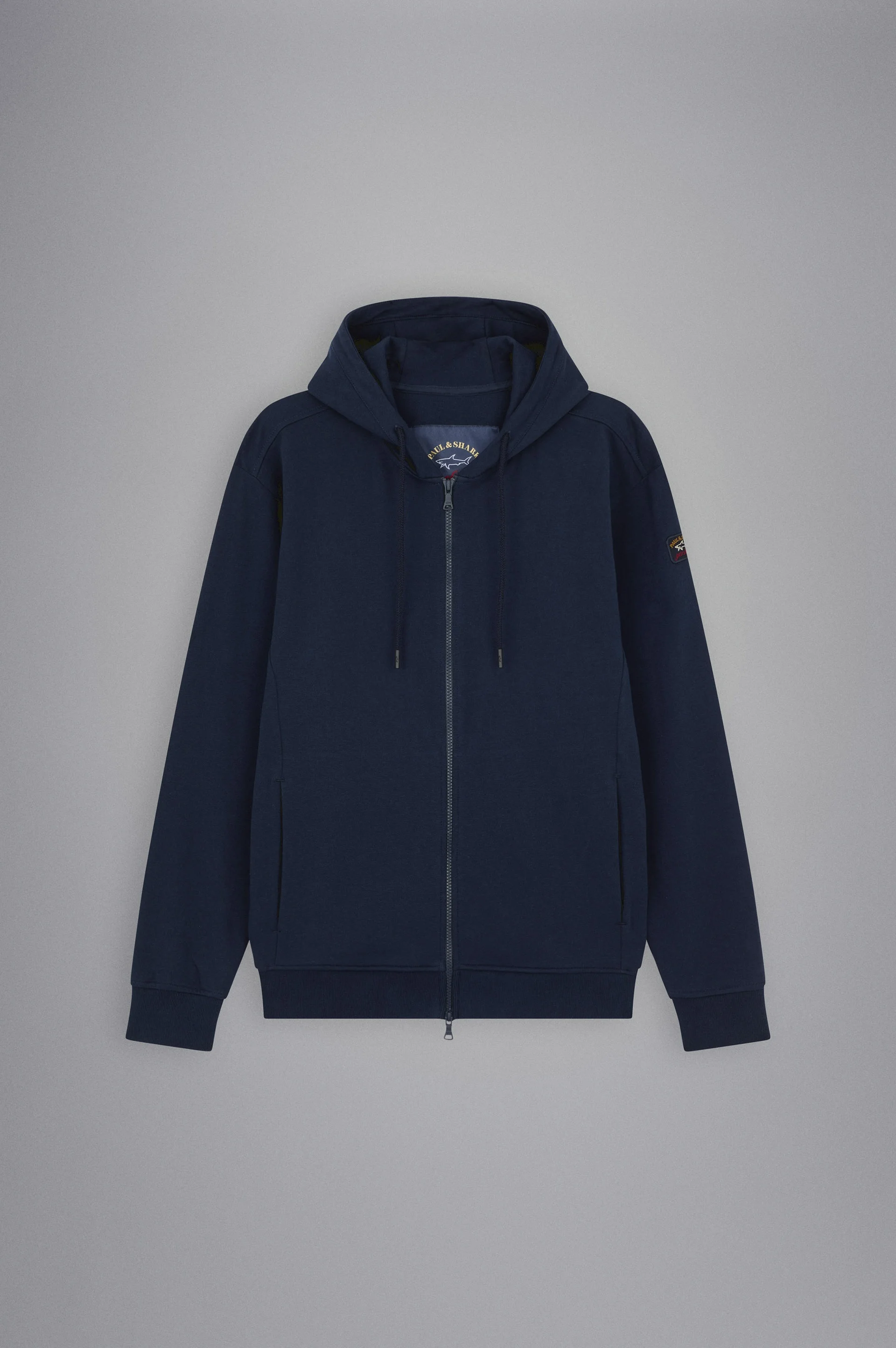 COTTON FULL ZIP SWEATSHIRT WITH ICONIC BADGE - 1