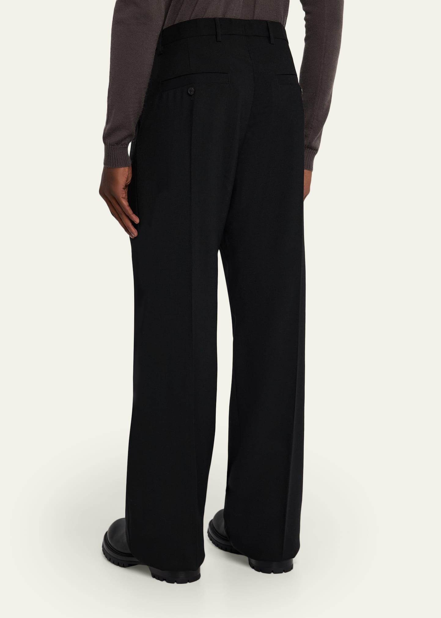 Men's Wool Grain Wide-Leg Trousers - 3